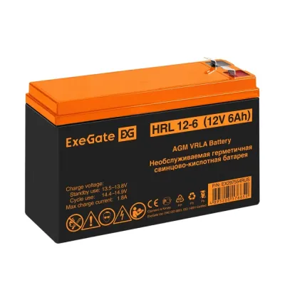 Аккумуляторная батарея ExeGate HRL 12-6-F2 (12V 6Ah 1224W, клеммы F2)