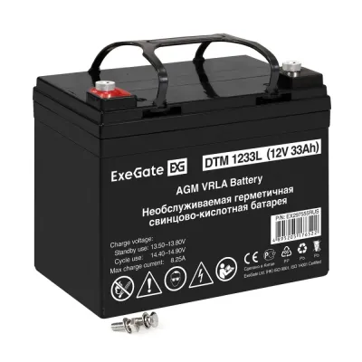 Аккумуляторная батарея ExeGate DTM 1233L-М5 (12V 33Ah, болт М5)