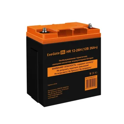 Аккумуляторная батарея ExeGate HR 12-26H-М5 (12V 26Ah, ДхШхВ 165х125х175, болт М5)