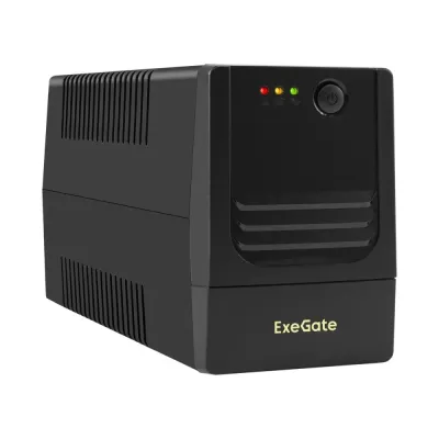 ИБП ExeGate Power NB-600.LED.AVR.2SH (600VA/360W, LED, AVR, 2*Schuko, батарея 12V 7.2Ah, Black)