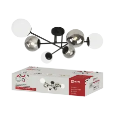 Люстра под лампу AURORA EASY-6G9WHSM-BL 6xG9 матовые и дымчатые плафоны, черный корпус  IN HOME