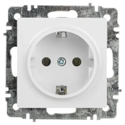 Розетка Intro Accent 6-202-01 2P+E Schuko, 16А-250В, IP20, СУ, AL/CU, белый