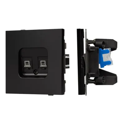 Механизм компьютерной розетки двойной SCT-TENDO-MPC2-PL-BK, RJ-45, CAT6, Чёрный
