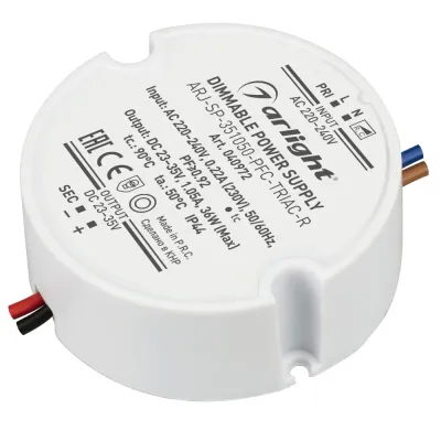 Блок питания ARJ-SP-351050-PFC-TRIAC-R (36W, 23-35V, 1050mA) (IP44 Пластик, 5 лет)