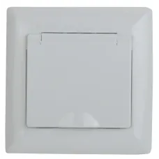 Розетка Intro Solo 4-203-01 с заземлением 2P+E Schuko с крышкой, 16А-250В, IP20, СУ, белый