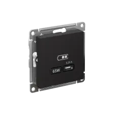 ATLASDESIGN USB РОЗЕТКА тип-C 65W высокоскор.заряд. QC, PD, механизм, КАРБОН