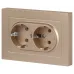 Розетка Intro Accent 6-205-04 2X2P+E Schuko, 16А-250В, IP20, СУ, AL/CU, шампань