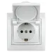 Розетка Intro Plano 1-203-01 с заземлением 2P+E Schuko с крышкой, 16А-250В, IP20, СУ, белый