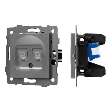 Механизм компьютерной розетки двойной SCT-MPC2-PL-GR-V RJ-45, CAT6