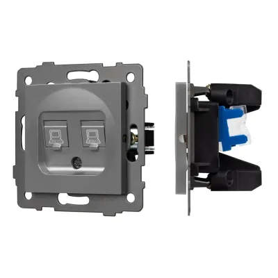 Механизм компьютерной розетки двойной SCT-MPC2-PL-GR-V RJ-45, CAT6