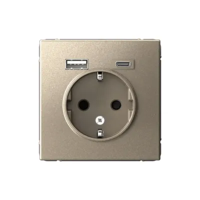 ARTGALLERY розетка 16А с 2 USB A+C, 5В/2,4А/3,0А, 2х5В/1,5А, механизм, шампань