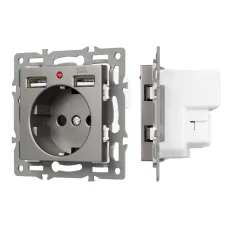 Механизм розетки с USB зарядкой SCT-MUAA-PL-GR 250V, 16A