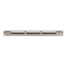 Панель 19'', 1U, 24 порта, Кат.6, RJ45/8P8C, экран., металлик