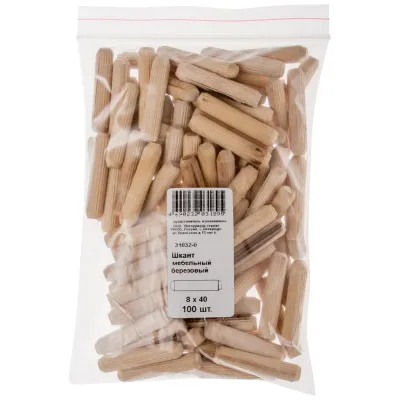 Шкант мебельный 8х40 березовый (100шт)