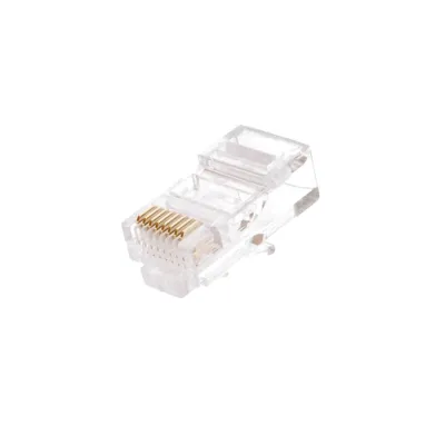 Коннектор NETLAN RJ45/8P8C под витую пару, Кат.5e (Класс D), 100МГц, покрытие 3мкд, универсальные ножи, неэкранированный, уп-ка 1000шт.