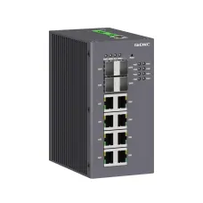 Промышленный управляемый коммутатор, с поддержкой PoE, 4х100Base-X, 1000Base-X, 10/100/1000Base-T(X) SFP слота, 8х10/100/1000Base-T(X) RJ45 PoE портов, 48В DC (18-57В DC), с резервиров