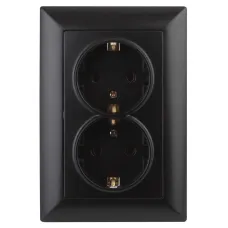 Розетка Intro Solo 4-205-05 с заземлением двойная 2X2P+E Schuko, 16А-250В, IP20, СУ, антрацит