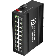 Коммутатор неуправляемый 16 портов RJ45 10/100/1000Мбит на DIN-рейку, двойное питание 12-58В DC