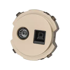 Розетка компьютерная RJ45 + TV розетка оконечная шампань  Байкал TDM