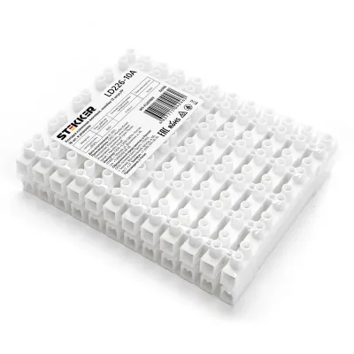Колодка клеммная винтовая, линейка 12 штук, полипропилен, LD226-10A