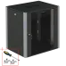 Шкаф телекоммуникационный настенный 19' 6U дверь стекло IP20. 600x350x315mm(ШхГхВ) цвет черный(RAL 9004/RAL7000)