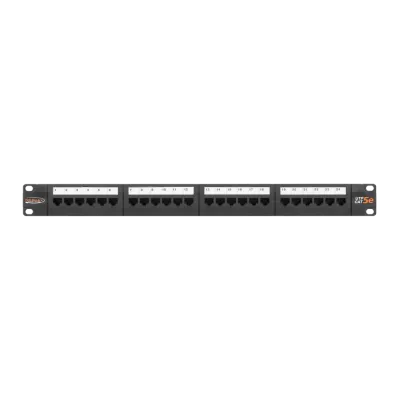 Панель 19', 1U, 24 порта, Кат.5e, RJ45/8P8C, неэкран., черная