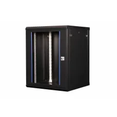 Шкаф 19'' телекоммуникационный настенный, 15U 769х600х600 мм, дверь стекло, черный