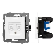 Механизм компьютерной розетки двойной SCT-MPC2-PL-WH-V RJ-45, CAT6