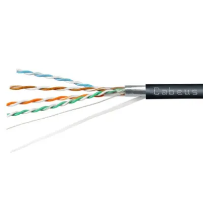 Витая пара экранированная FTP (F/UTP), категория 5e, 4 пары (24 AWG), одножильный, экран - фольга, для внешней прокладки, PE-UV (25 м)
