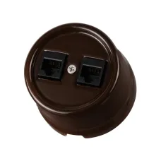 Розетка двойная компьютерная RJ45 коричневая Болонь TDM