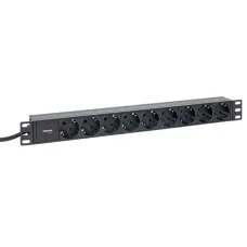 Блок розеток PDU TERACOM PRO 19' 1U 16А/250В 9 роз. Schuko шнур 2 м 3x1.5 мм2 вилка Schuko корпус алюминий черный