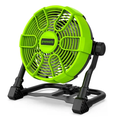 Вентилятор с гибридным питанием Greenworks G24FAN, 24V /110-240V, 254 мм, 6,7-14,2 м3/мин, макс. 852 м3/час, без АКБ и ЗУ (3503407)