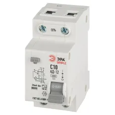 АВДТ 4,5кА ЭРА SIMPLE D12E2C10AC30 АД-12 электронное 1P+N С10 30мА тип АС