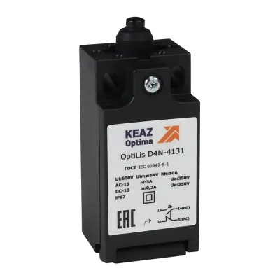 Выключатель концевой OptiLiS D4N-4132 толкатель роликовый пластиковый XCKN2100P20