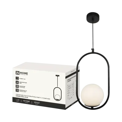 Светильник подвесной под лампу AURORA OVAL-G9-BL 1хG9 матовый плафон, черный корпус IN HOME