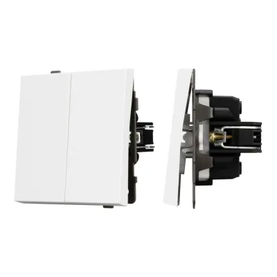 Механизм выключателя двухклавишный проходной SWT-TENDO-MKP2-PL-WH 230V, 10A, Белый, 1 пост