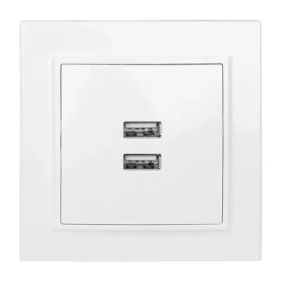 Минск Розетка USB 2-местная СП 2,1А  белая