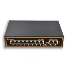 Коммутатор неуправляемый 8x100Мбит/с (RJ45 с PoE+), 2x100Мбит/с (RJ45) 120Вт
