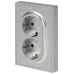 Розетка скрытого монтажа в рамку с заземлением двойная 2X2P+E Schuko 16А-250В IP20 алюминий 15-2104-03 Galaxy