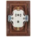 Розетка Intro Plano 1-205-10 с заземлением двойная 2X2P+E Schuko, 16А-250В, IP20, СУ, венге