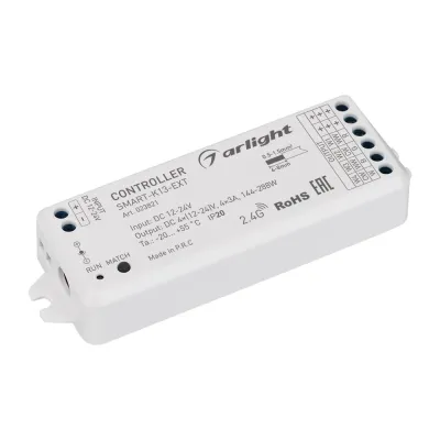 Контроллер SMART-K13-SYNC (12-24V, 4x3A, 2.4G) (ARL, IP20 Пластик, 5 лет)