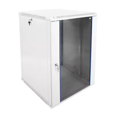 Шкаф телекоммуникационный настенный разборный 15U (600x650) дверь стекло