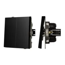 Механизм выключателя двухклавишный проходной SWT-TENDO-MKP2-PL-BK 230V, 10A, Чёрный, 1 пост