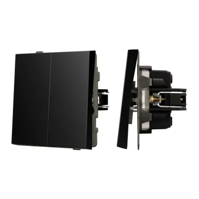 Механизм выключателя двухклавишный проходной SWT-TENDO-MKP2-PL-BK 230V, 10A, Чёрный, 1 пост