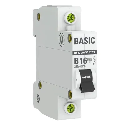 Выключатель автоматический 1P 16А (B) 4,5кА ВА 47-29 Basic