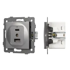 Механизм USB розетки SCT-MUAC-PL-GR-V 5V, 3A, QC4