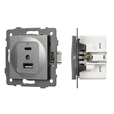 Механизм USB розетки SCT-MUAC-PL-GR-V 5V, 3A, QC4