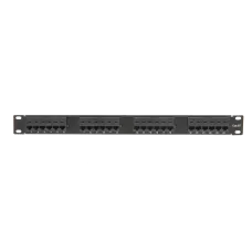 Коммутационная панель ULAN 19'', 1U, 24 порта, Кат.5e (Класс D), 100МГц, RJ45/8P8C, 110/KRONE, T568A/B, неэкранированная, черная