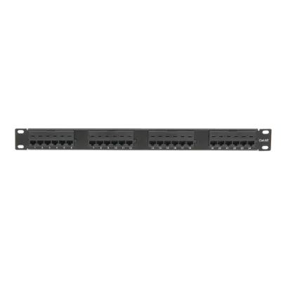 Коммутационная панель ULAN 19'', 1U, 24 порта, Кат.5e (Класс D), 100МГц, RJ45/8P8C, 110/KRONE, T568A/B, неэкранированная, черная