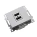 Розетка USB 2-местная (механизм), STEKKER GLS10-7115-03, 250B, 2,4А, серия Катрин, серебро